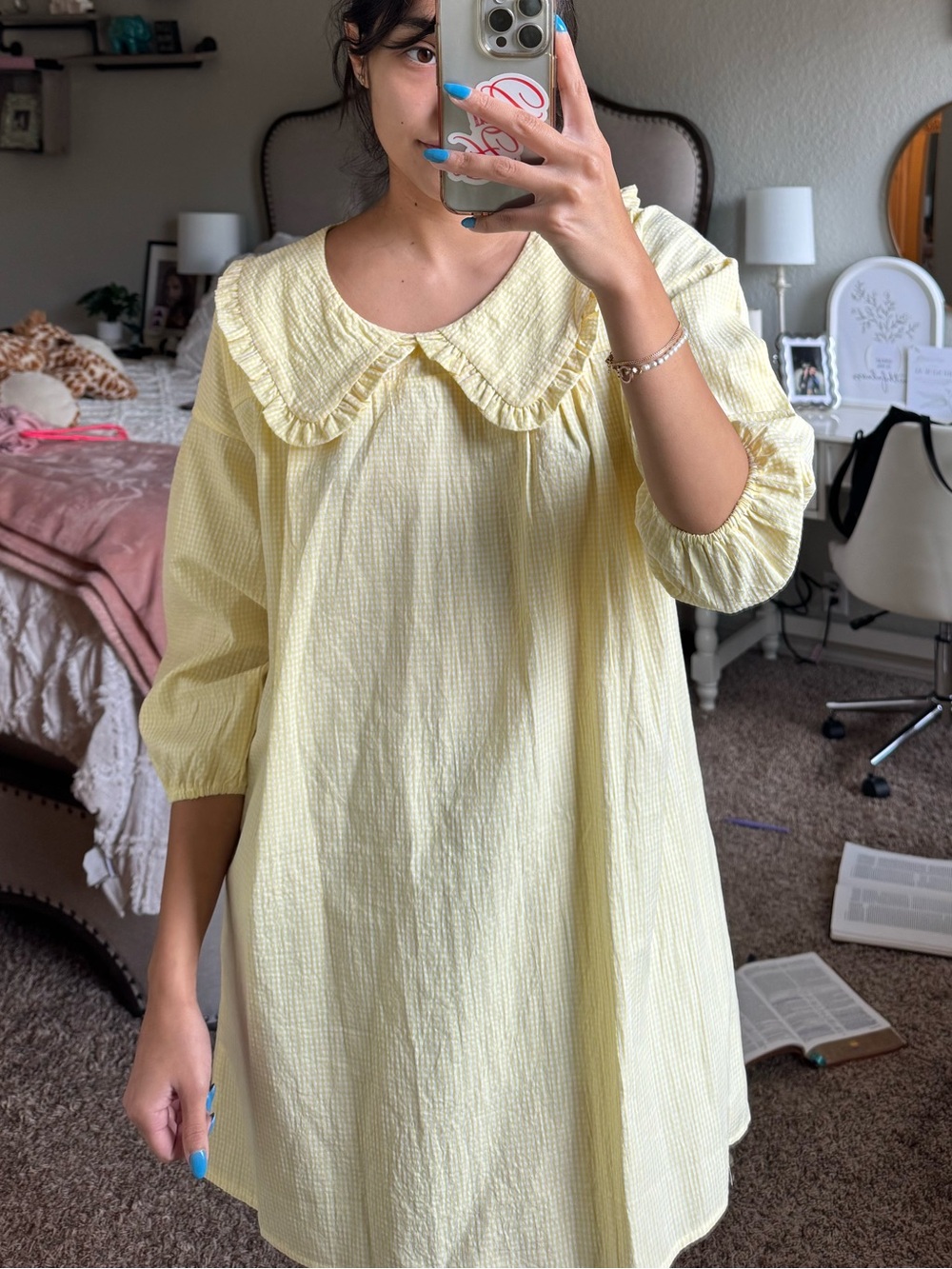 Yellow Collared Mini Dress - Picture 3 of 6